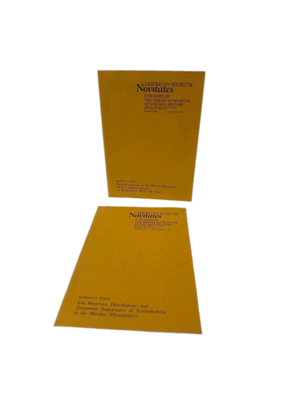 Lot Of 2 American Museum Novitates Booklets 1970s American Museum Of Natural His